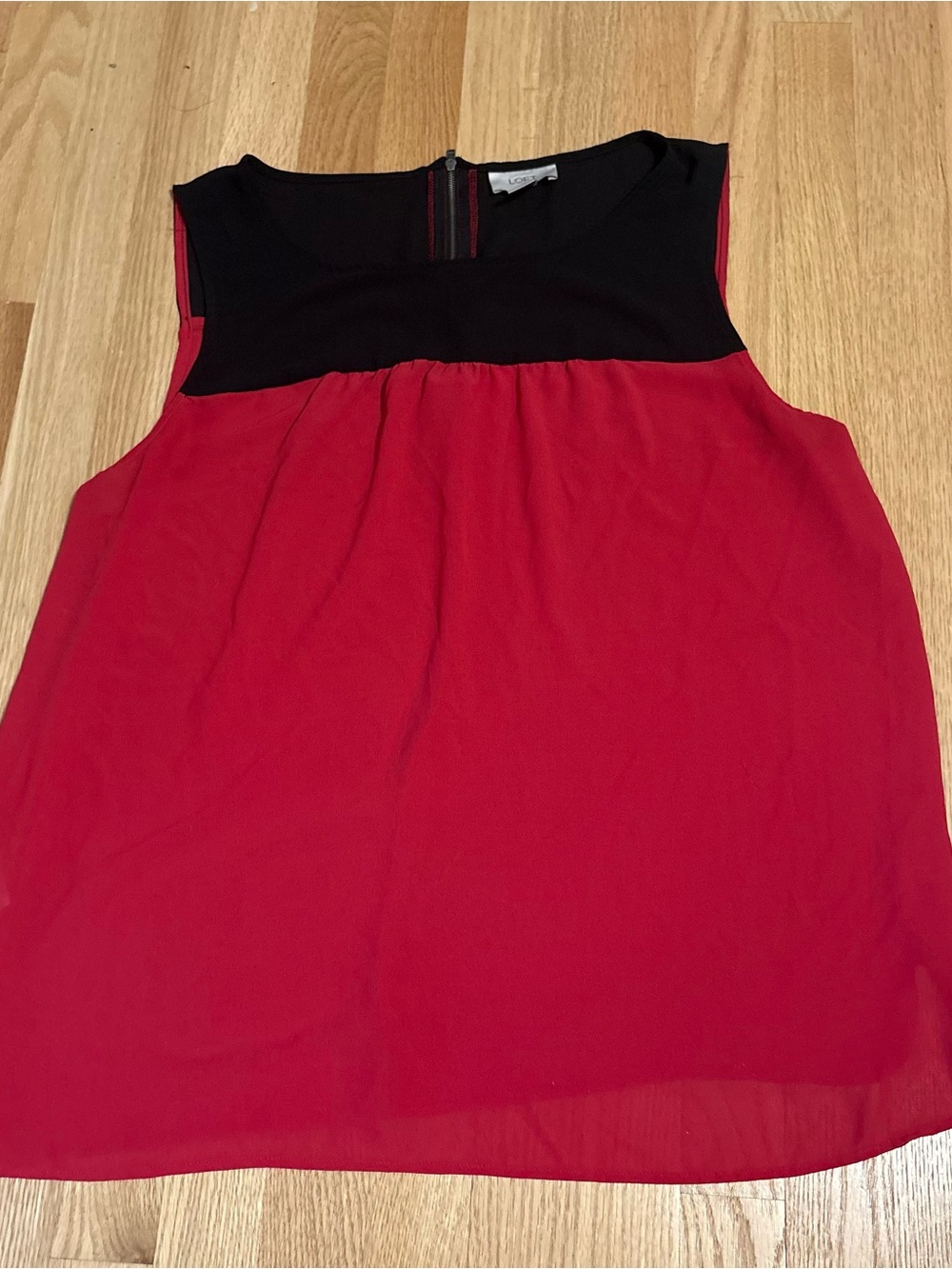 LOFT Red Pink and Black Sleeveless Colorblock Tank XL